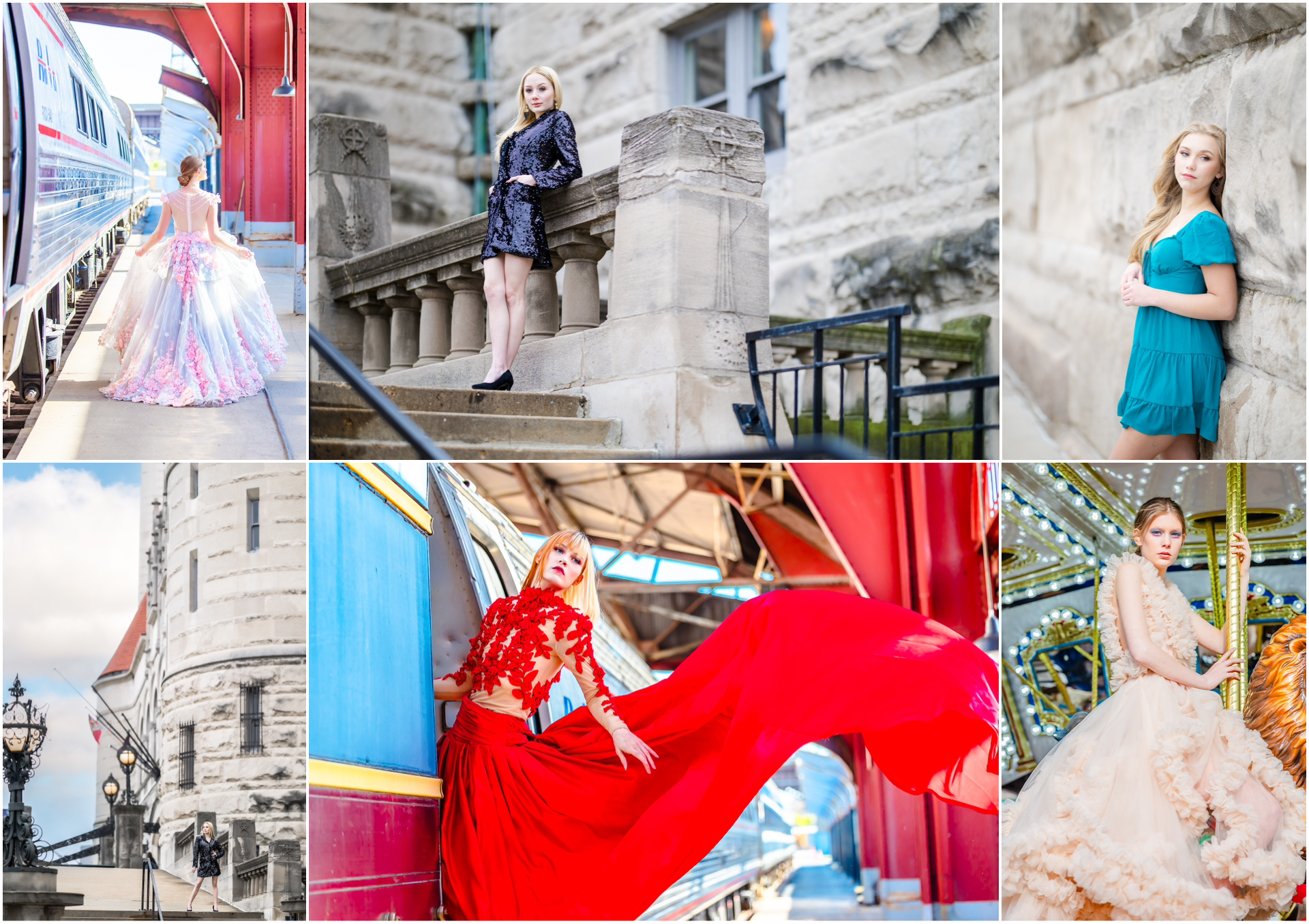 high fasion senior portraits all throughout the union station area in St. Louis